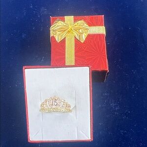 14k two tone Gold '15' Tiara Ring for Her — Women's Jewelry